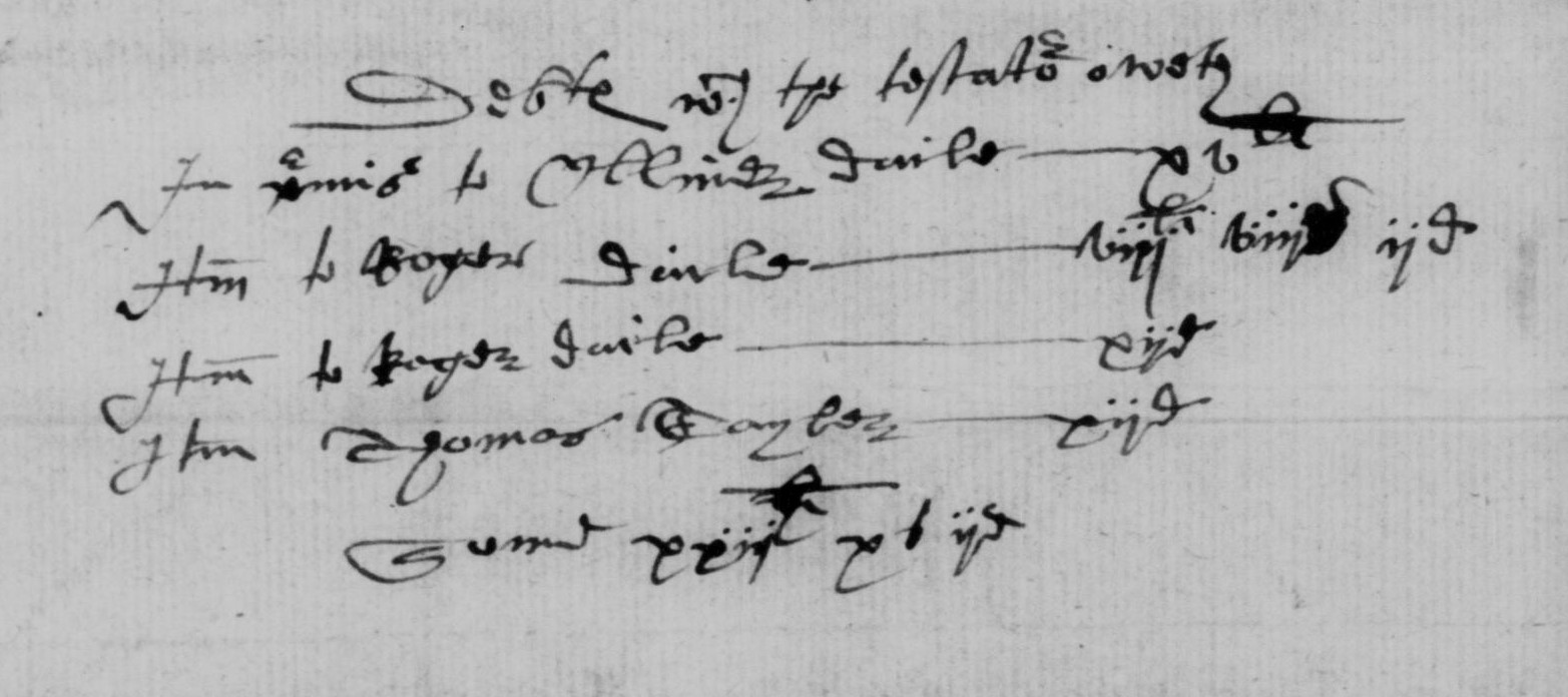 Debts owed by Randle Dale 1595 Debts owed by Randle Dale 1595